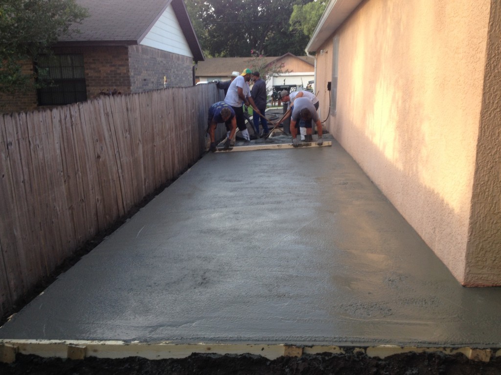 Hard at work getting the concrete poured.