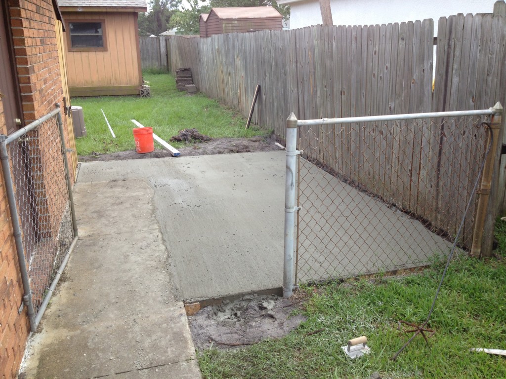 A finished concrete pad.